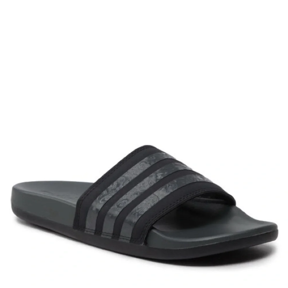 adidas Adilette Cloudfoam Comfort Slides Sandals Black/Grey Size 6 - Picture 9 of 10